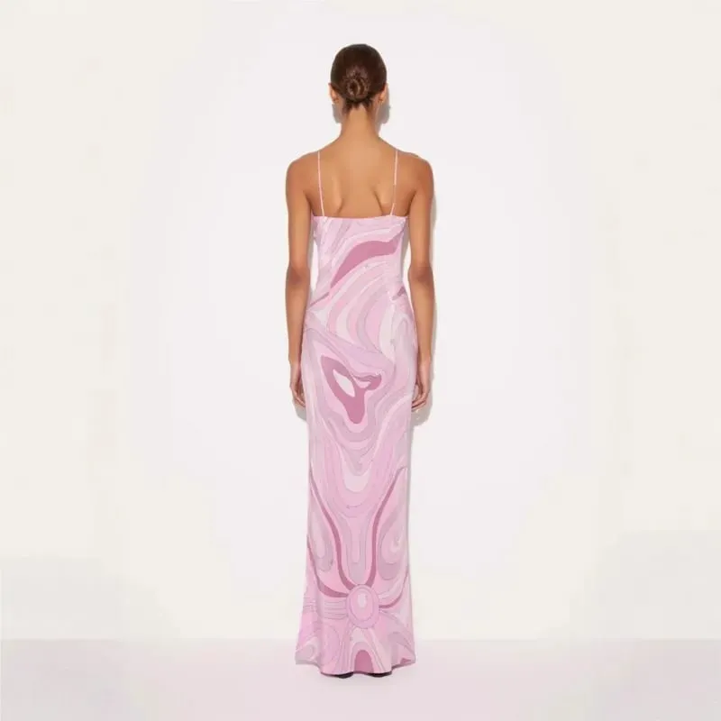 Bohemiskt modetryckt damklänning Sommar Sexig Strandsemester Klänningar med V-ringad rem Dam Elegant Slitfåll A-linje Vestidos — image 7