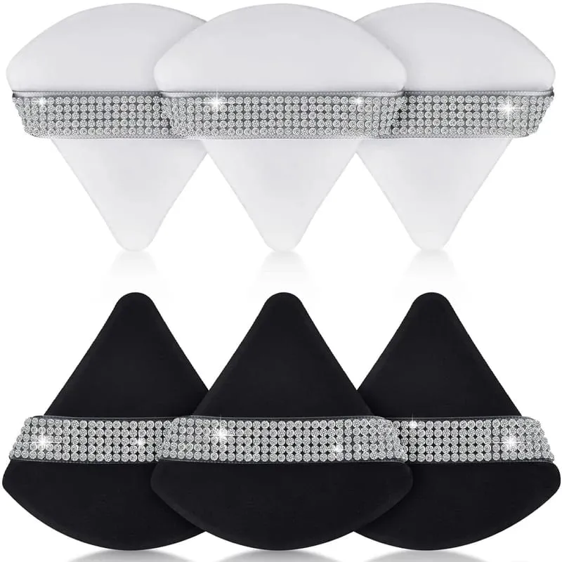Diamond Triangle Velvet Setting Puff Ribbon Detail Powder Sponge Smooth Finishing Soft Puff for Loose Pressed Powder Application — image 1