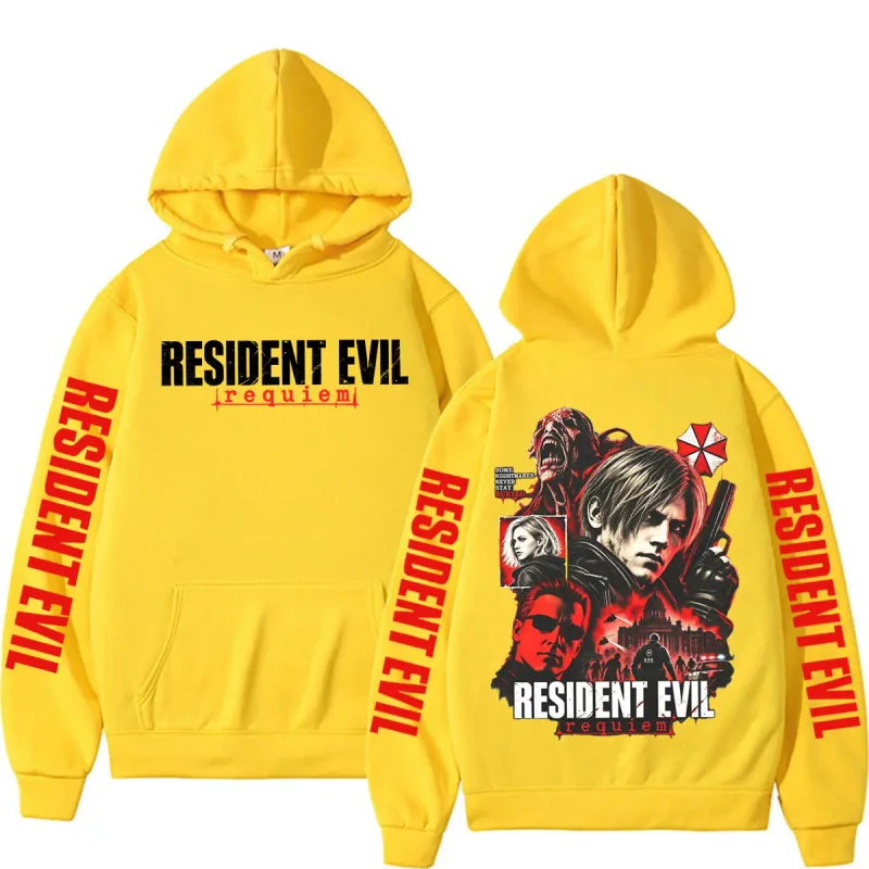 Leon Kennedy Resident Evil Requiem Merch Sweatshirts Herr Dam Casual Hoodie i fleece av hög kvalitet Harajuku klassiska gotiska hoodies — image 12