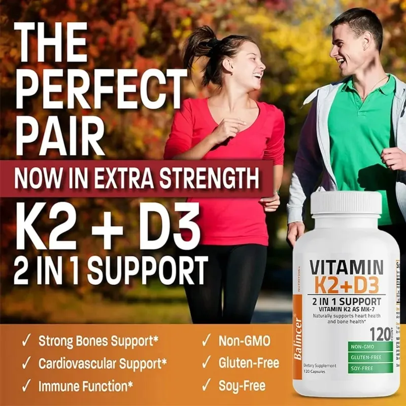 D3+K2 Vitamin D3 5000IU and 90 Mcg Vitamin K2 (MK-7) Vegan Capsules for Bone Density teeth skin heart Health and Immunity — image 3