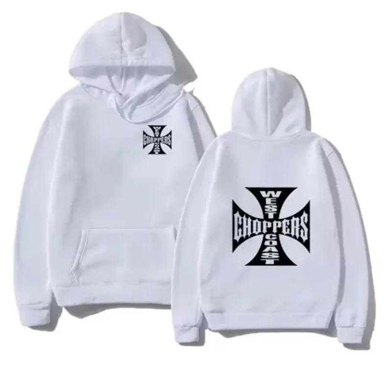 West Coast Iron Cross Helikopter Dicetak Pria Berkerudung Fashion Kaus Keren Uniseks Fashion Bulu Kebesaran Hoodie Pakaian Jalanan — image 7