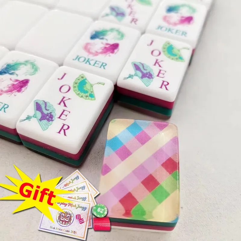 Luxury Engraved Acrylic American Mahjong Tiles Pink Plaid Mahjong Set Carved Crystal Mah Jongg Sets for Indoor Party Board Games — image 1