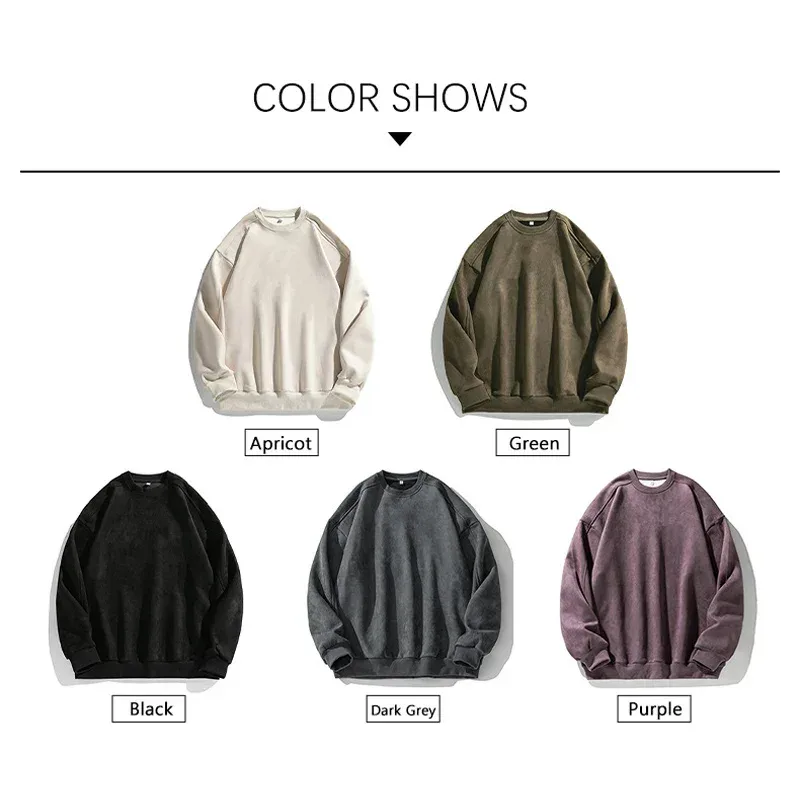 Märke Lila Sweatshirt Mans Mocka O Neck Höst Vinter Baggy Man Sweatshirts Casual Långärmad 2026 Nya Man Toppar — image 4