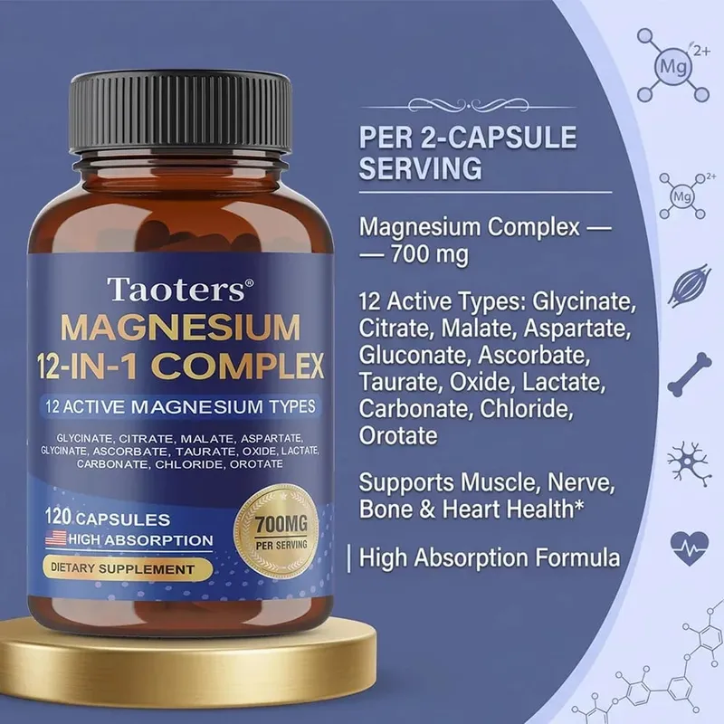 Magnesium 12-IN-1 Complex - Sinusuportahan ang Heart and Bone Health Aids Relaxation Nagpapabuti sa Lakas ng Muscle at Nagpapalakas ng Immunity — image 6
