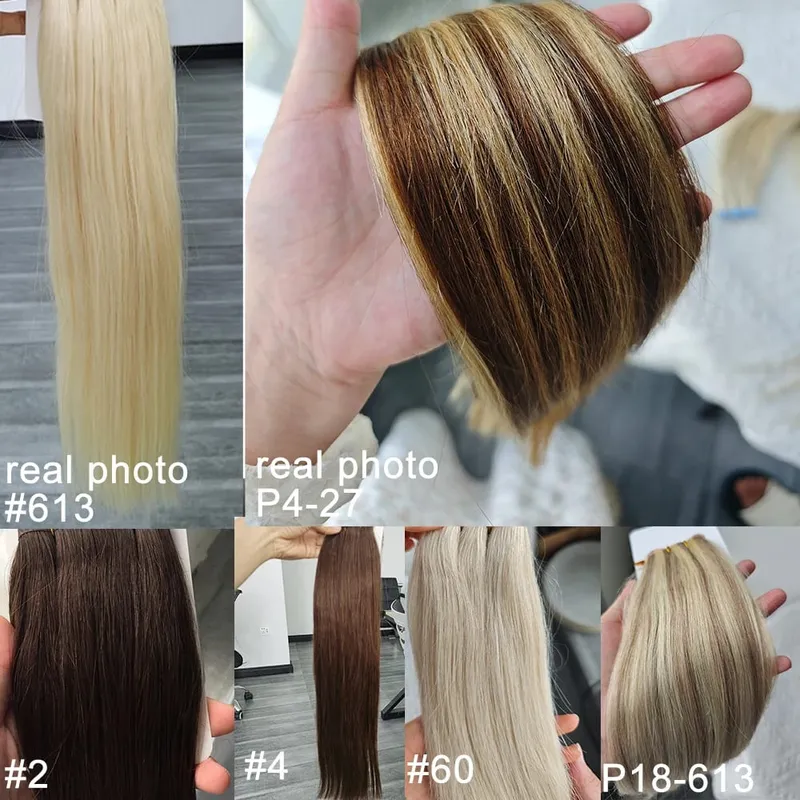 Invisible Long Flat PU Weft Bundles Human Hair Injected Seamless PU Skin Weft Hair Extension No Glue Tape On Hair Bundle 12"-22"