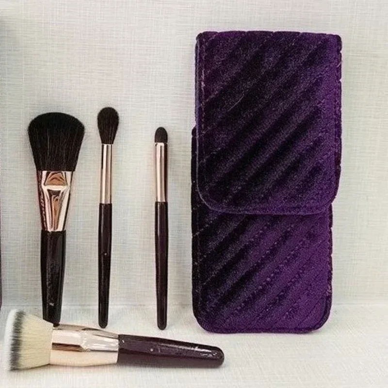 New C and T Purple 4pcs Brush Set with Bags Make Up Brushes Set