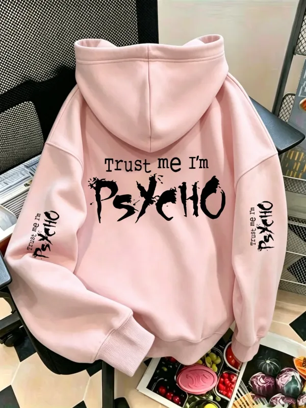 Unissex confie em mim eu sou psico esportes moletom gótico escuro carta impressão preto oversized pulôver streetwear moletom primavera outono — image 4