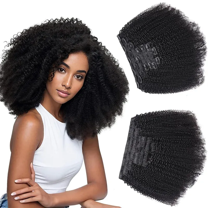 Ombre T1B/4/27 Afro kinky Curly Clip in Human Hiar Extensions 120G 8Pcs/Set BrazilianVirgin Human Hair Highlight P427 Extensions