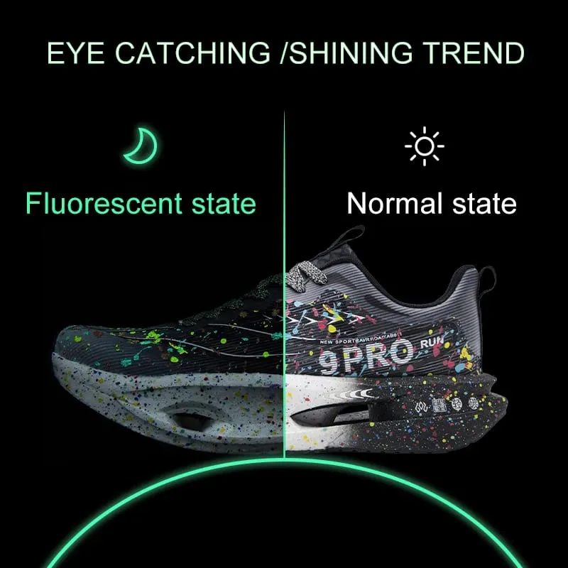 New Carbon Plate Men's Running Shoe Night Fluorescent Cushioning Sneakers Women Lace-Up Lightweight Casual Shoes Jog Shoes — image 3