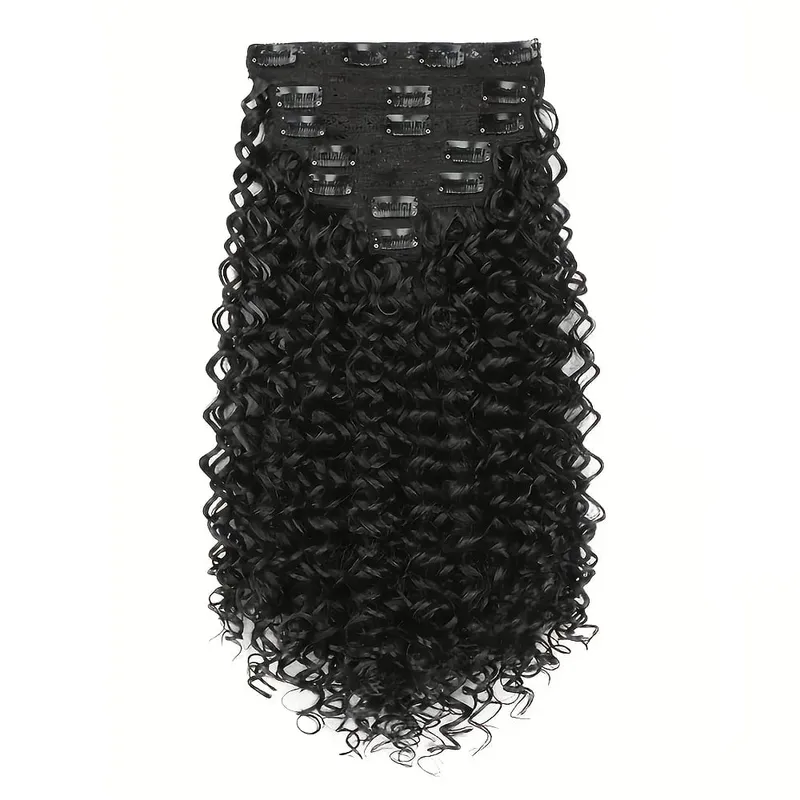 7pcs Clip In Curly Hair Extensions Suitable for Women - 50.8 cm Deep Wave Synthetic Hair with Clips Heat Resistant Fiber — image 7