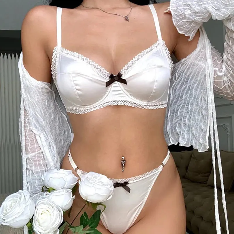 Conjunto de lingerie feminina sexy, conjunto de sutiã de renda, elegante, feminino, fino, sem costura, conjunto de sutiã e calcinha