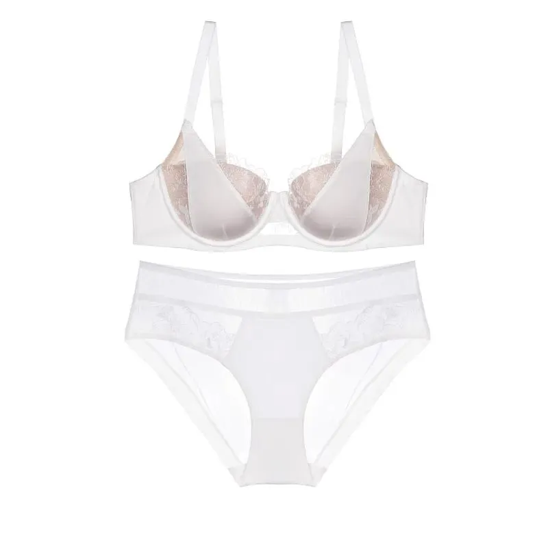 New Lace Push Up Bra Set Large Bust Minimizer & Lifting Side Support Reduces Armpit Fat Anti-Sagging Thin Wireless BANERDANNI — image 2