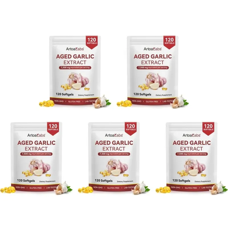 Aged Garlic Extract Softgels 7500mg Equivalent per Serving for Circulation & Heart Function Antioxidant & Immune Support 120Ct — image 11