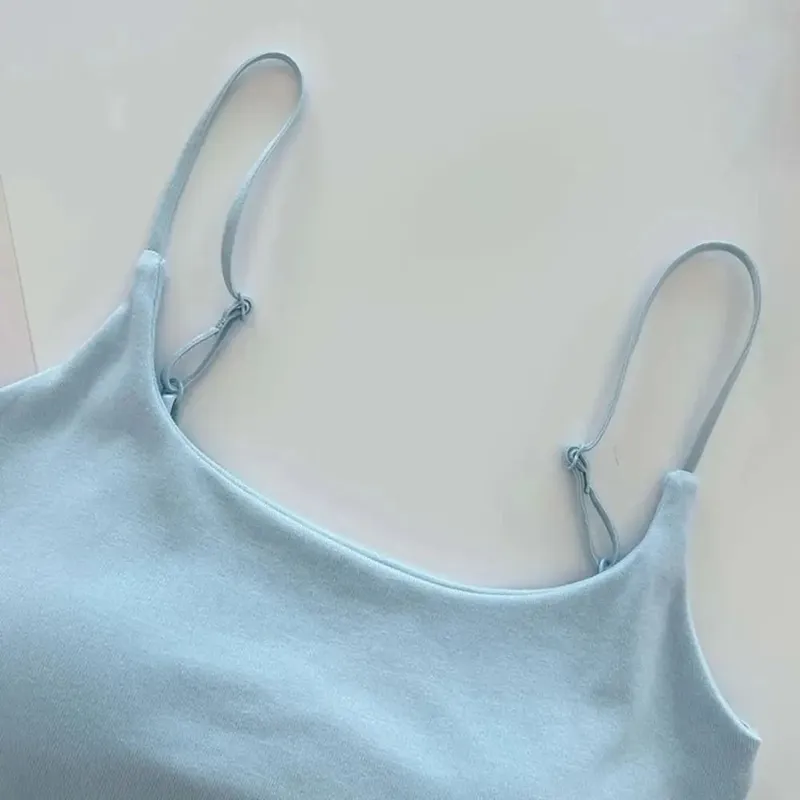 Simple Sleeveless Suspender Vest Slim Underwear Fitted Tops With Padded Cups Camisole Sports Activities — image 3