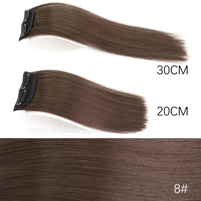 Syntetyczne 20 cm/30 cm niewidoczne proste podkładki klip w jednym kawałku do przedłużania włosów górna osłona boczna puszysta treska dla kobiet — image 12