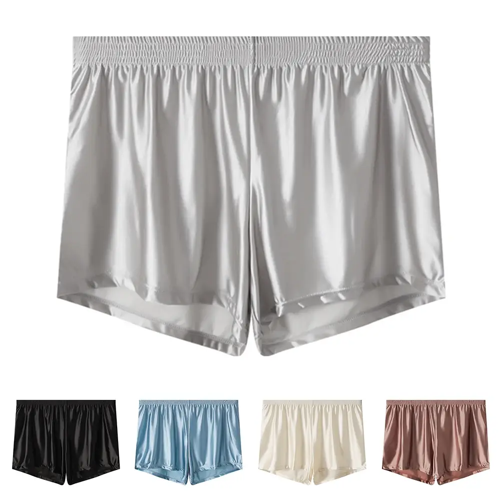 1 pz Uomini di Seta del Ghiaccio Liscia Solido Boxer Mutandine L-3XL di Grandi Dimensioni Allentato Degli Indumenti Da Notte Della Biancheria Intima Tronchi Senza Soluzione di Continuità Comodi Indumenti Da Notte — image 10
