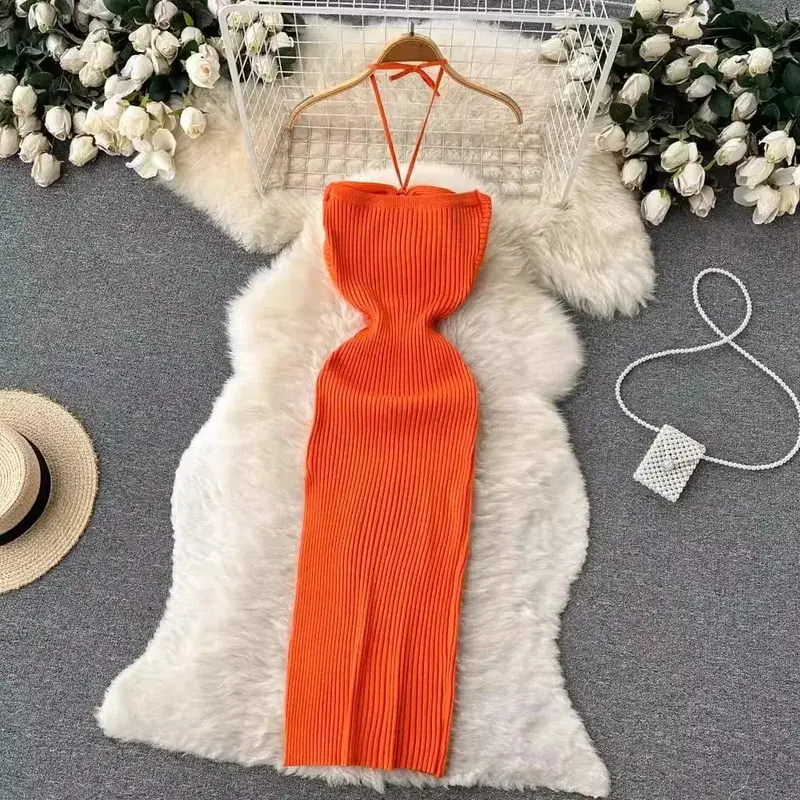 Yuoomuoo chique moda sexy pacote quadris divisão malha vestido de verão 2025 feminino magro elástico bodycon vestido de festa streetwear outfit — image 6