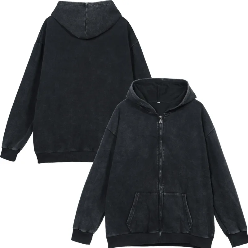100% pamut Férfi ruházat Vintage Black Acid Mosó kapucnis Férfi Női Túlméretes Hip Hop Pulóverek Alkalmi pulóverek Y2K ruhák — image 8