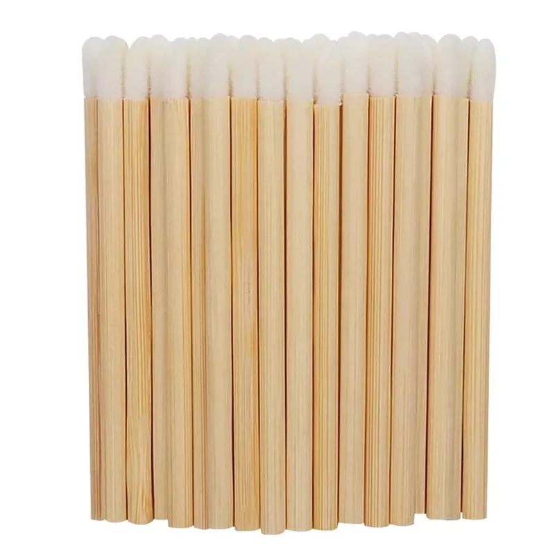50/100pcs Lip Brushes Bamboo Handle Lip Brushes Lipstick Gloss Wands Applicator Makeup Tool For Eyelashes Extension Accessories — image 1