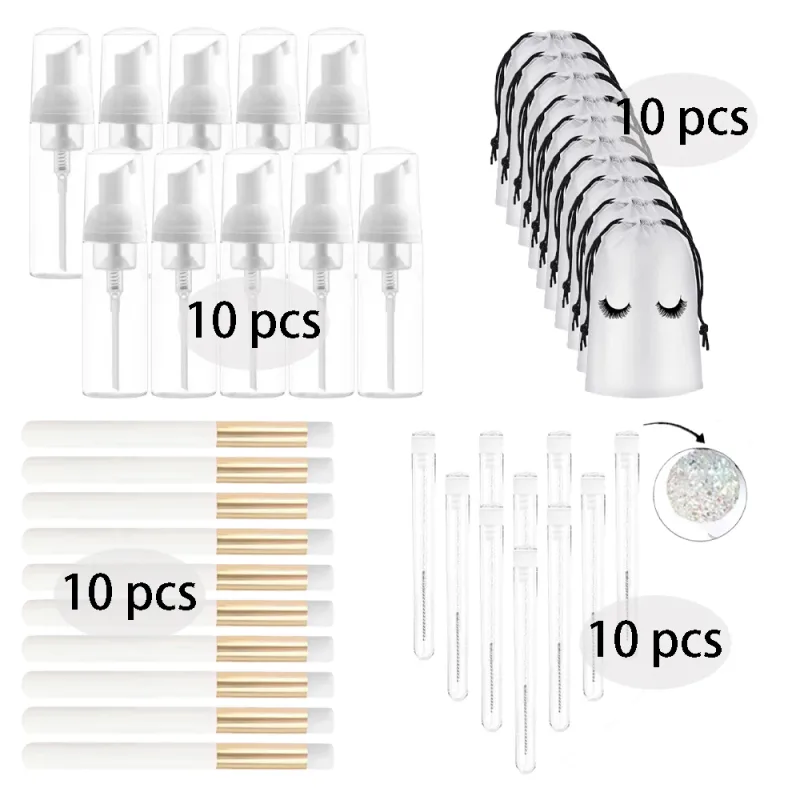 20/40Pcs 60ml 플라스틱 리필 가능 누출 방지 빈 폼 펌프 병 래쉬 샴푸 키트 여행 비누 디스펜서 페이스 워시 메이크업 도구