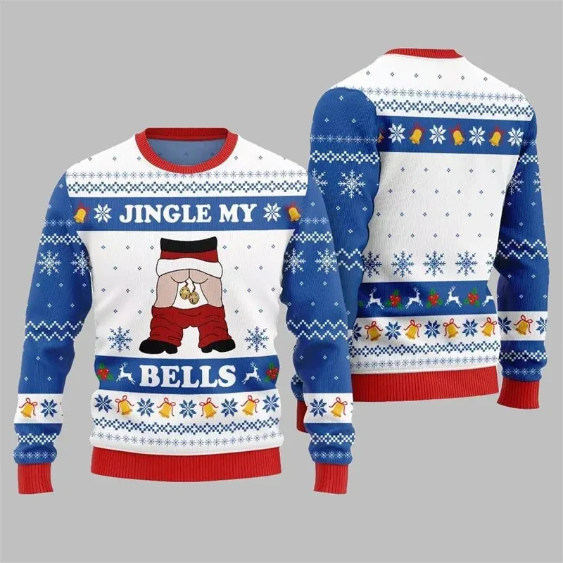 Jingle My Bells Suéter Feio de Natal para Homens Cerveja Festa Impressão Papai Noel Pulôver Moletom Boneco de Neve Alpaca Padrão Suéter — image 7