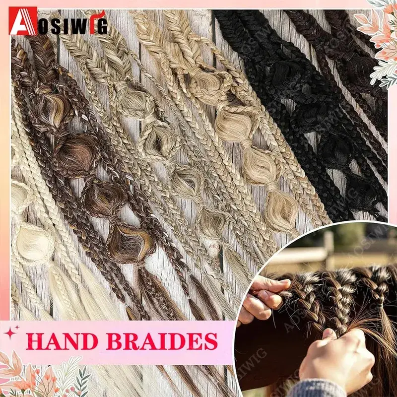 Elf Style Half Head Braided Hair Extensions Synthetic Clip In Braids Hairpiece Natural Black Dark Brown Fake Hair for Women Dail — image 4