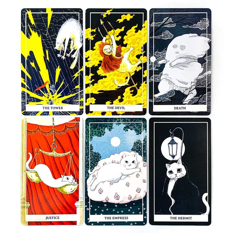 New White Cat Tarot Deck A 78 Cat-Themed Edition Borad Game For Cat Lovers Great For Divination Meditation & Party Games — image 4