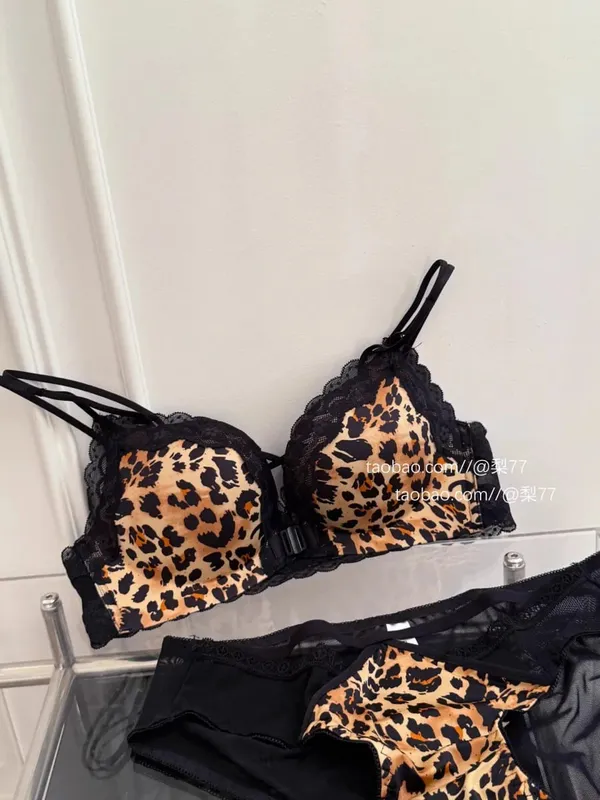 Leopard Print Front Button Bra Set Push Up Petite Women Backless Sexy Lingerie for Party Gathering Enhance Bust Show Larger S-XL — image 14