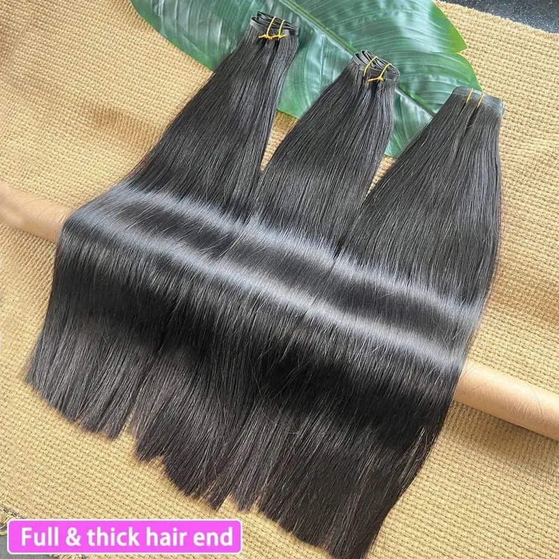 Double Drawn Straight Clip Ins Human Hair Extensions #1B Natural Black Color 100grams 7Pcs/Set Seamless PU Weft Clips in Hair — image 4