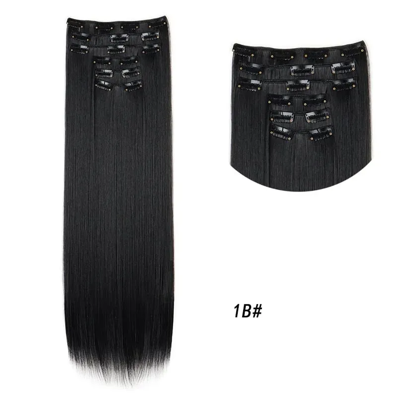 Synthetic Long Curly 16 Clips Hair Extension Heat Resistant Fiber Black Brown Hairpiece for Women Cosplay Wig Halloween Wig Part — image 8