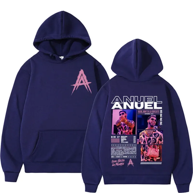 Rapper Anuel AA Real Hasta La Muerte Album Tour Hoodie Streetwear Men Women Vintage Hip Hop Pop Music Hoodies Casual Sweatshirts — image 9
