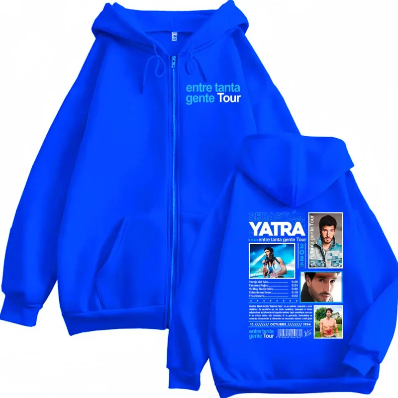 Sebastian Yatra Entre Tanta Gente Tour 2026 Zipper Moletons Roupas Masculinas Com Capuz Moda Hip Hop Zip Up Hoodies Casacos Jaqueta