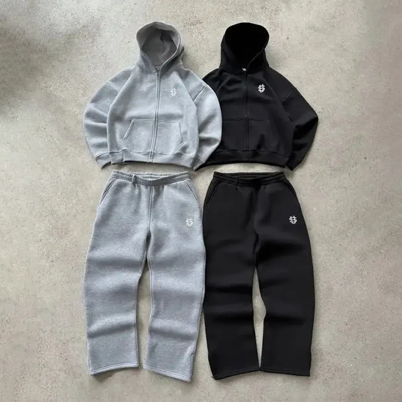 Y2k High Street Zip Embroidery Pattern Men's Hoodies Oversized Loose Sweatshirts Pullover Women Hip Hop Zip Hoodie Vintage Pants — image 2