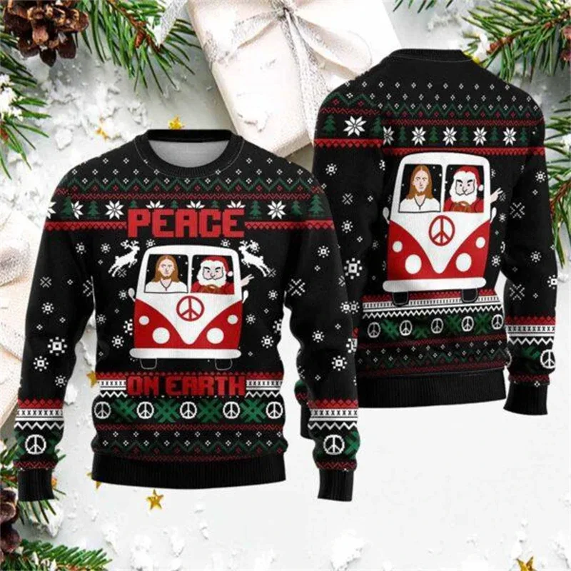 Fashion Santa Claus Graphic Ugly Christmas Sweatshirt For Men Casual Autumn Winter 3D Printed Sweater Loose Breathable Pullovers — image 6
