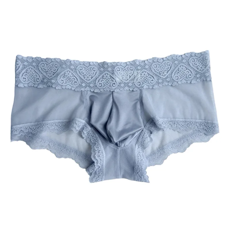 Panlalaking Ice Silk Lace Trim Manipis na Seamless Brief Makintab na 3D Pouch Magaan na Panloob na Panty Kumportable Araw-araw na Lingerie — image 11