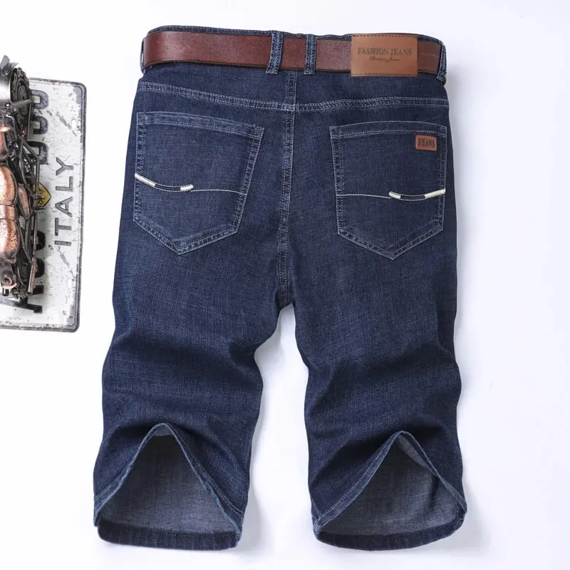 Summer Shorts Jeans Men Denim Pants Stretch Dark Blue Fashion Design Men's Jeans Slim Straight Male Short Jeans Hombre