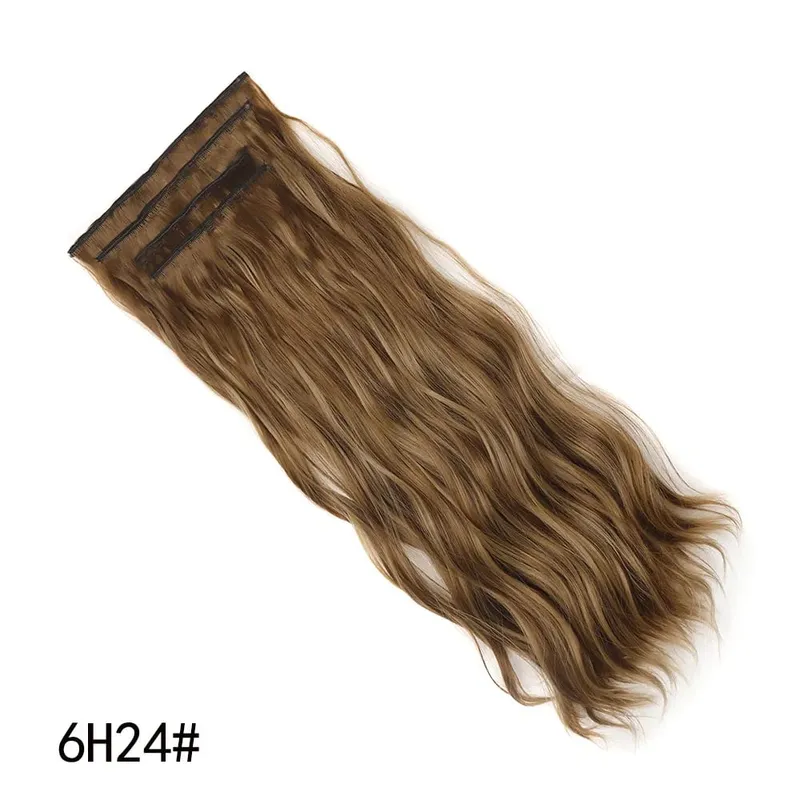 4PCS/Set Clip-in Hair Extensions 20inches Long Water Wavy Synthetic Hair Extensions Thick Hairpieces Fake Hair for Women Girls