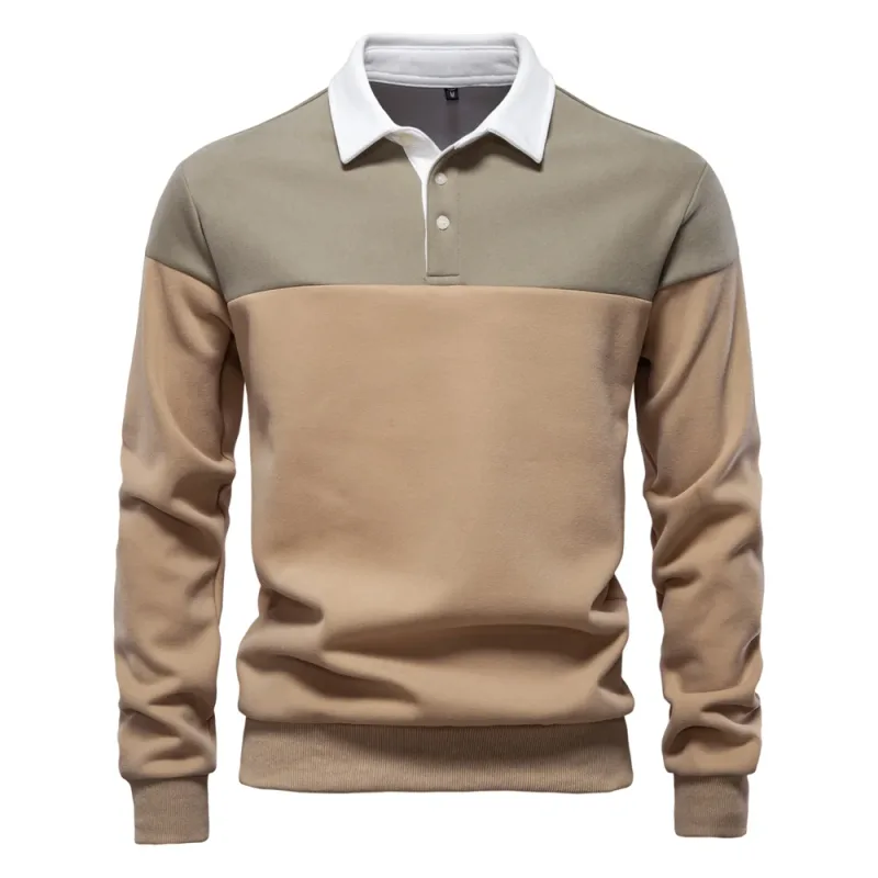 Nova primavera masculina com capuz de mistura de algodão em bloco colorido para negócios estilo casual moletom de manga comprida — image 3