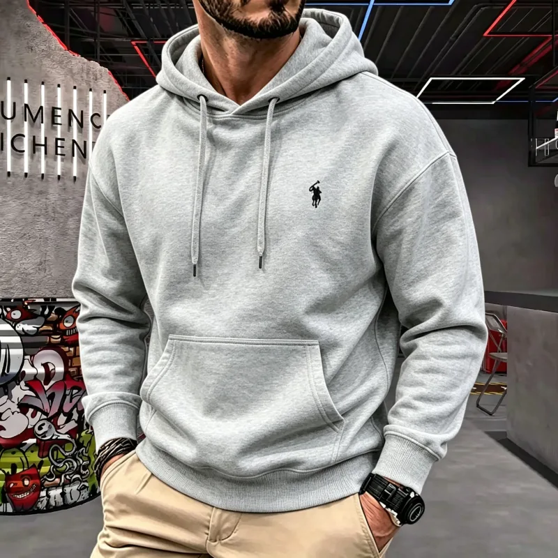 Haut de gamme pour hommes à capuche à manches longues 2026 automne-hiver luxueux à la mode cheval broderie haut de golf sweat à capuche décontracté vêtements pour hommes — image 6