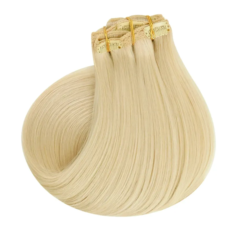 VeSunny Clip In Hair Extensions Human Hair 8 PCS Weft 140G-160G Hair Remy Hair Full Head Clip In Hair Extensions 8 PCS Weft