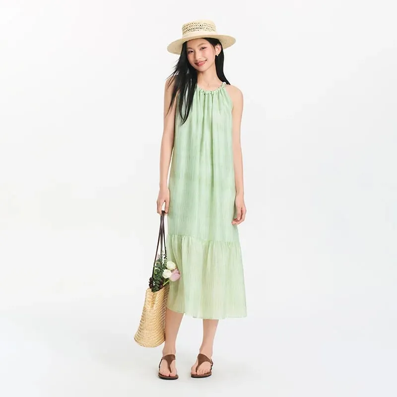 Semir 女性ドレスちょう結びテクスチャーホルターネック休暇 A ラインマキシ 2026 夏ロマンチックなフレッシュエレガントソフト快適なホリデートップ — image 6