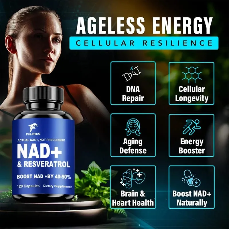 Fulimiks NAD+ Resveratrol Capsules with TMG & Vitamin B Enhance Vitality Skin Health Focus Antioxidant Immune for Adults — image 4