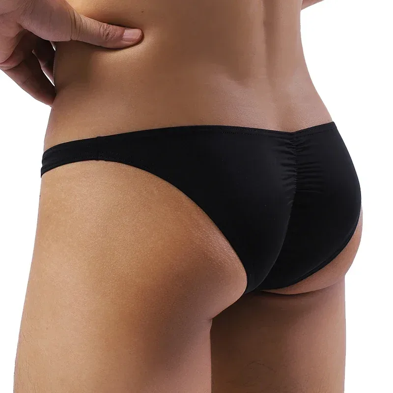 Cueca masculina sexy elástica de seda gelada calcinha ultrafina de cintura baixa — image 4