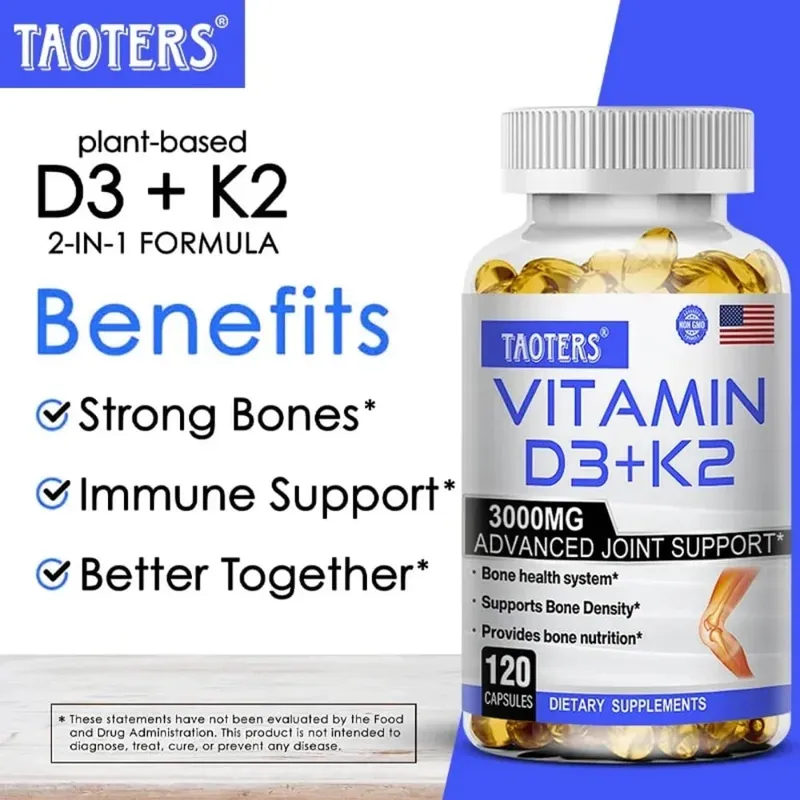 Vitamin D3 K2 Capsule Promotes Strong Bones Calcium Absorption for Teeth Heart Cardiovascular Health — image 6