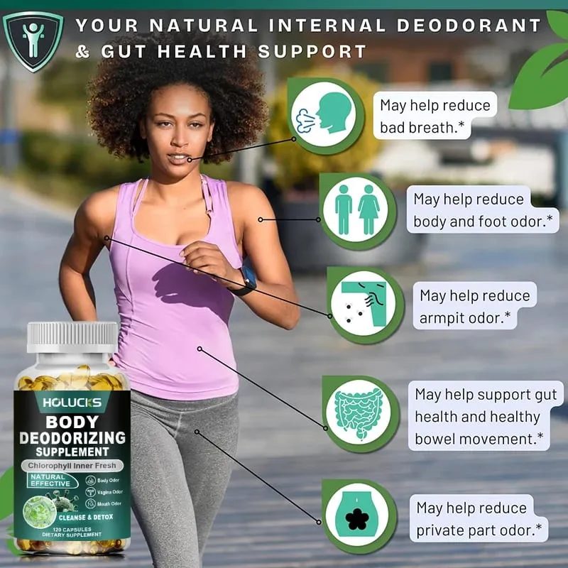 Natural Chlorophyll Capsules Supplement Internal Detox Cleanse Body Deodorant Promote Digestive & Skin Wellness — image 4