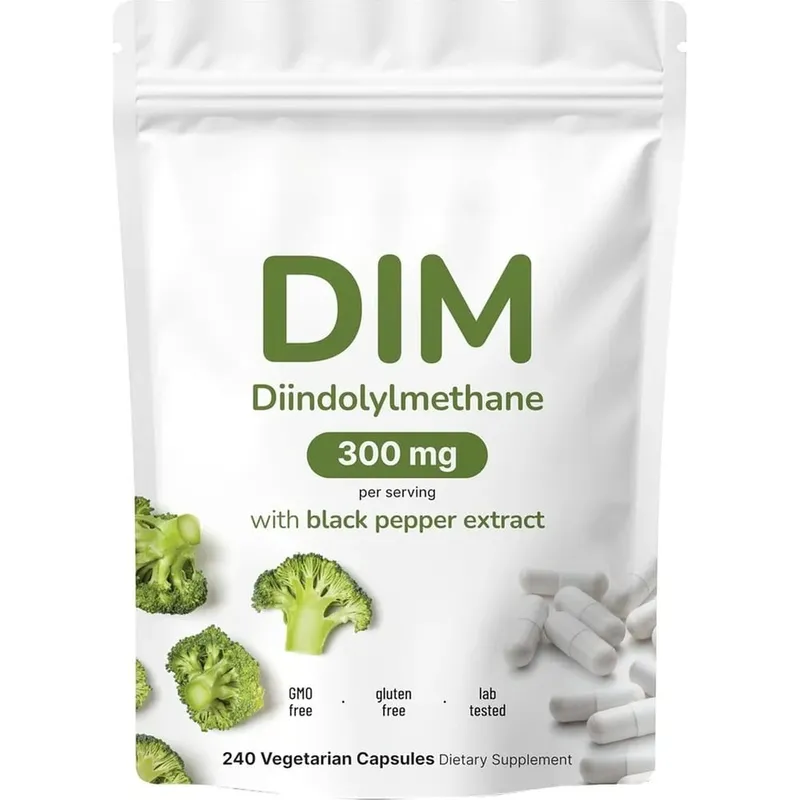 DIM Diindolylmethane Vegetarian Capsules with Black Pepper Extract GMO Free Gluten Free 240 Capsules