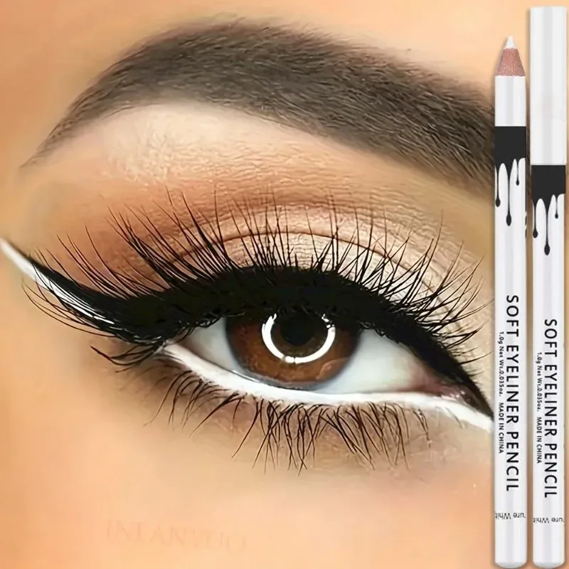 1/12pcs White Eyeliner Makeup Lasting Smooth Easy To Wear Eyes Brightener Waterproof Fashion Eyes Liner Pencils Eye Makeup Tools