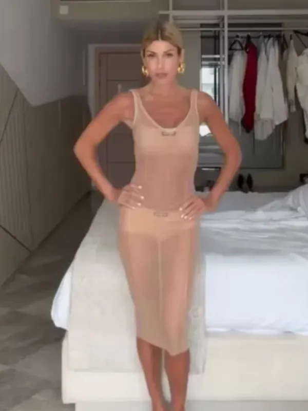 Sólido malha u pescoço malha mini vestido feminino chique sem mangas com nervuras tanque minimalista magro vestidos curtos senhora clube 2026 vestido de chegada — image 8