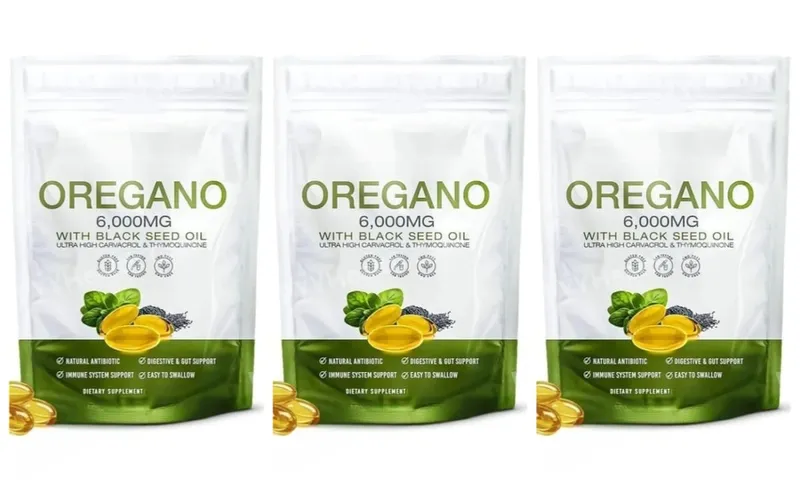 Oil of Oregano Softgels with Black Seed Oil 6000mg 165mg Carvacrol Thymoquinone Gluten Free Daily Wellness 60/180 Softgels — image 8