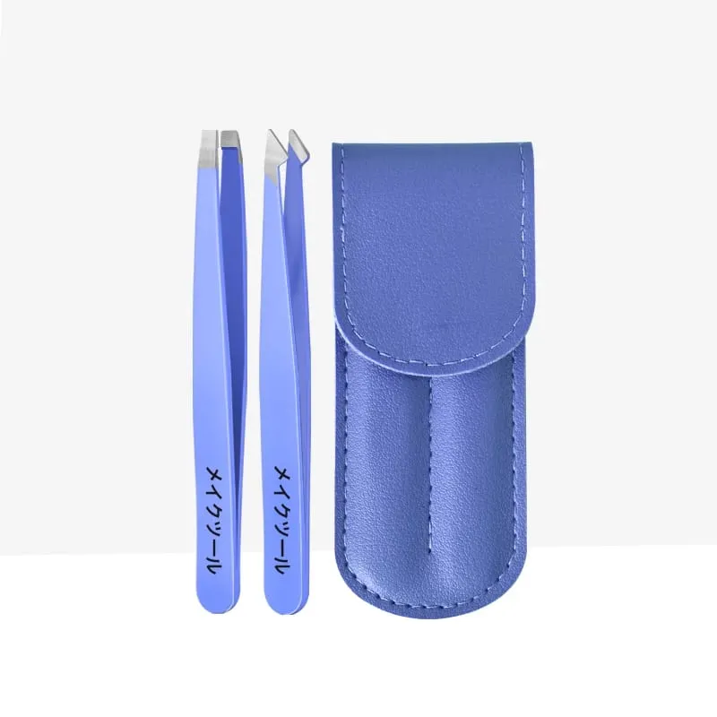 2 Pcs Set Professional Tweezers with a Storage Case Perfect for Removing Facial Hair Splinters And Ingrown Hairs Eyebrow Clip